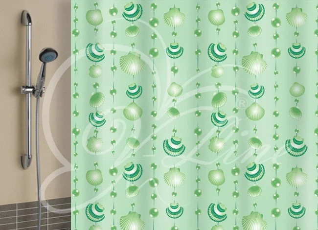VILINA Занавес для ванной комнаты 180 x 180 см Ракушки 6984 зеленый