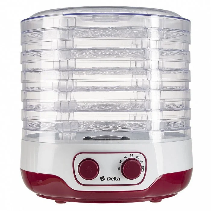 DELTA Сушилка для фруктов DL 6890 белая с малиновым