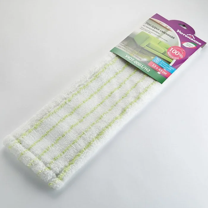 УЮТОМАНИЯ Насадка сменная из микрофибры для плоской швабры УЮТ 0001 /Н2 белая с зеленым