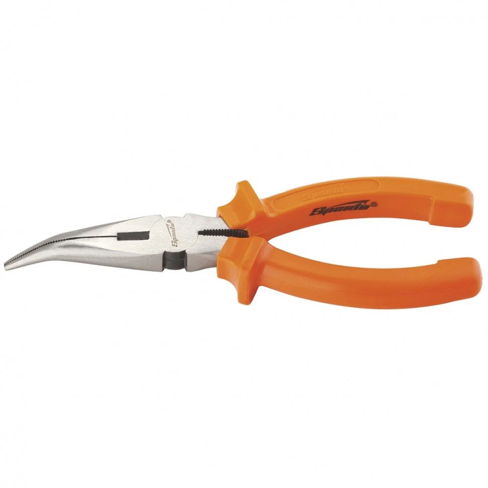 SPARTA Длинногубцы изогнутые Classic, 160 мм, шлифованные, пластмассовые рукоятки 17411