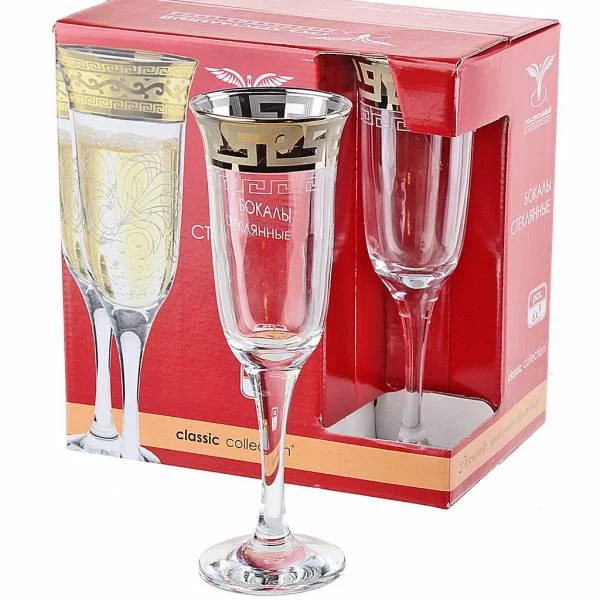 ГУСЬ ХРУСТАЛЬНЫЙ Набор бокалов для шампанского 210 мл.Греческий узор EAV03-883