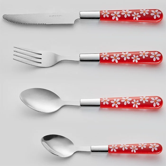 WEBBER Набор столовых приборов 24пр.РомашкаBE-010P24/1 красный