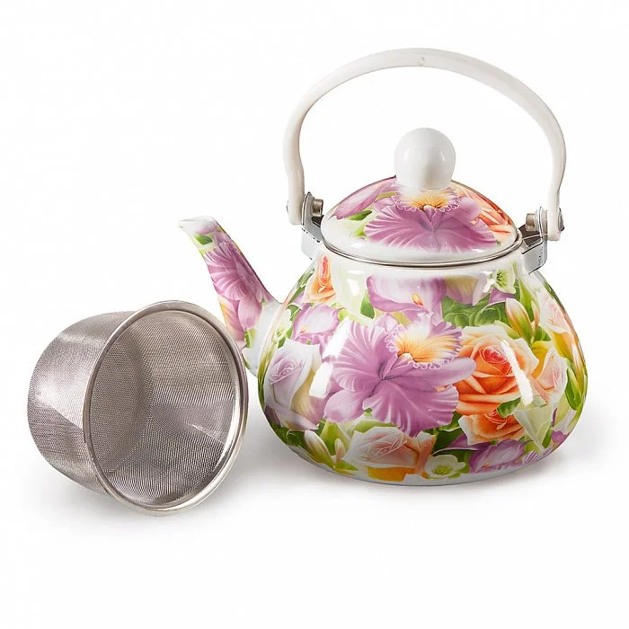 METALLONI Эмалированный чайник 1,3л. Орхидея EM-131X1/8