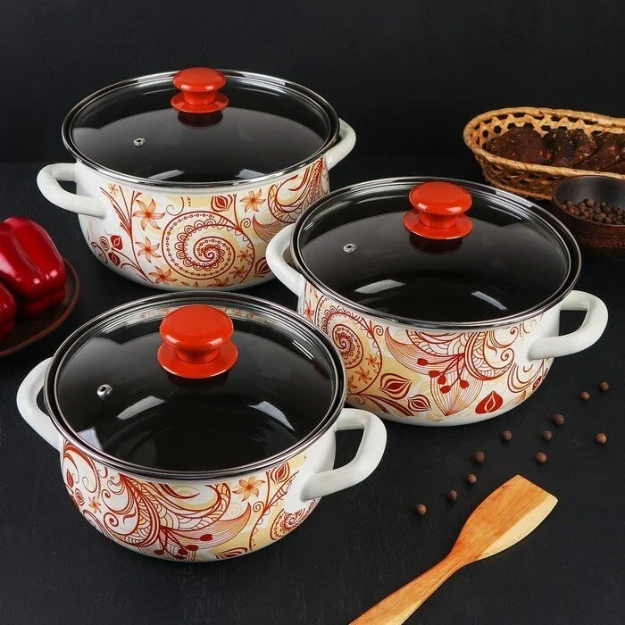 КМК Набор кастрюль (6пр.) Нежный шорох-1 Экстра белый