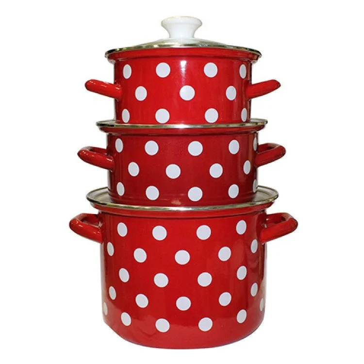 КМК Набор кастрюль (6пр.) Белый горох 1 Люкс красный