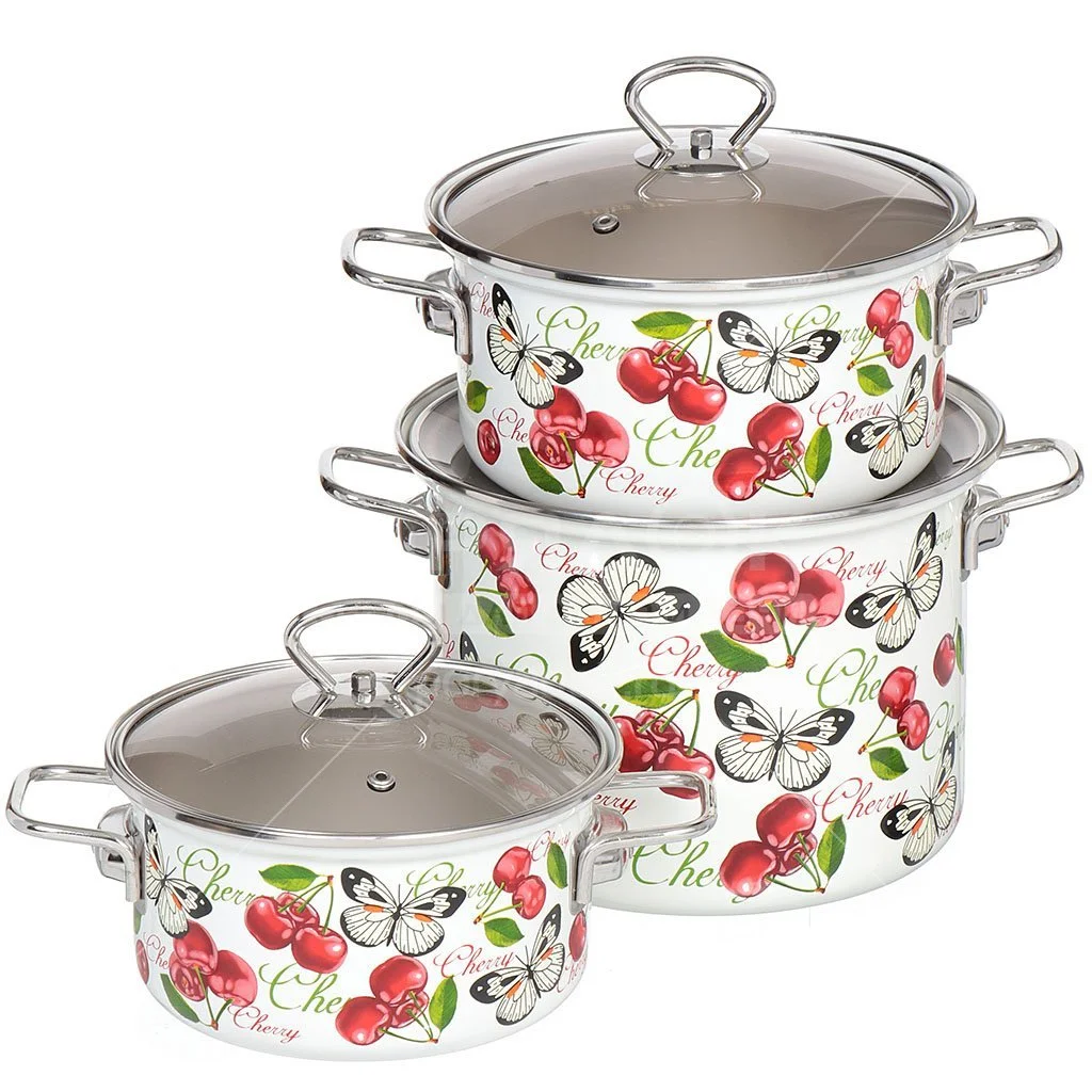 КМК Набор кастрюль (6пр.) Черешенка 5-1 Элит белый