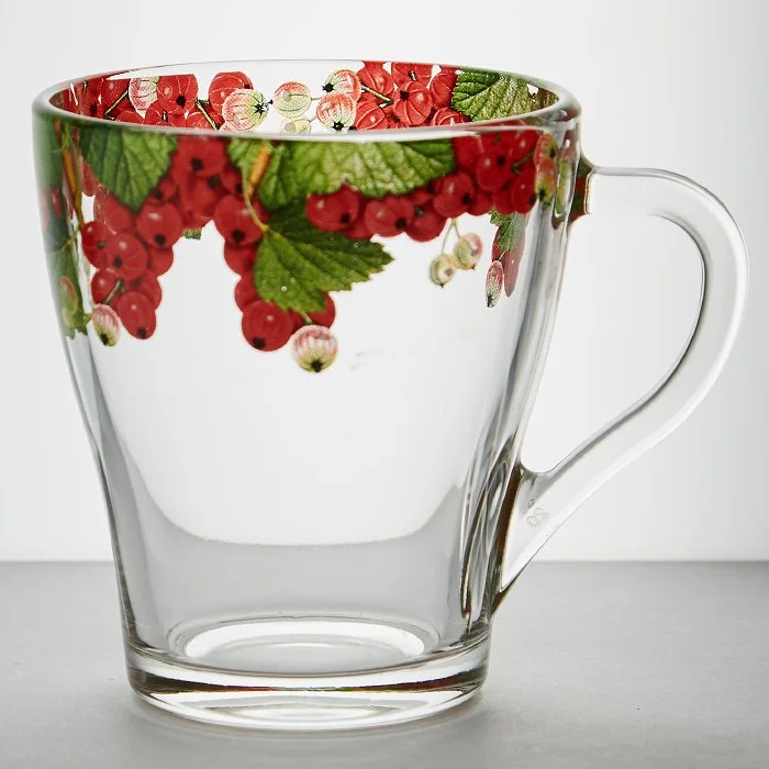 ДЕКОСТЕК Кружка 250мл. Грация с круговой деколью Красная смородина 1649/91