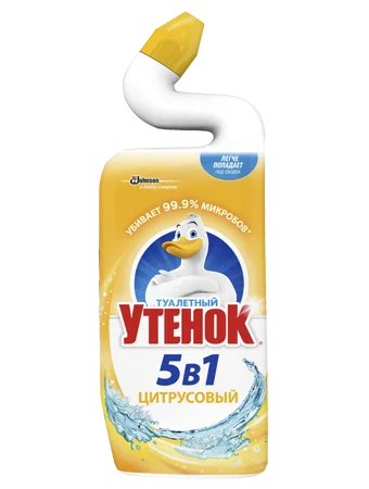 ТУАЛЕТНЫЙ УТЕНОК Жидкое чистящее средство для унитаза 5в1 500г. Цитрусовый 5000204070811