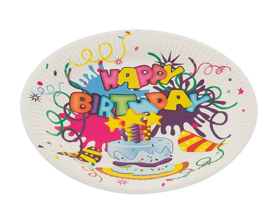Mallony Набор бумажных тарелок Happy Birthday 23 см, 6 шт. 007149-SK