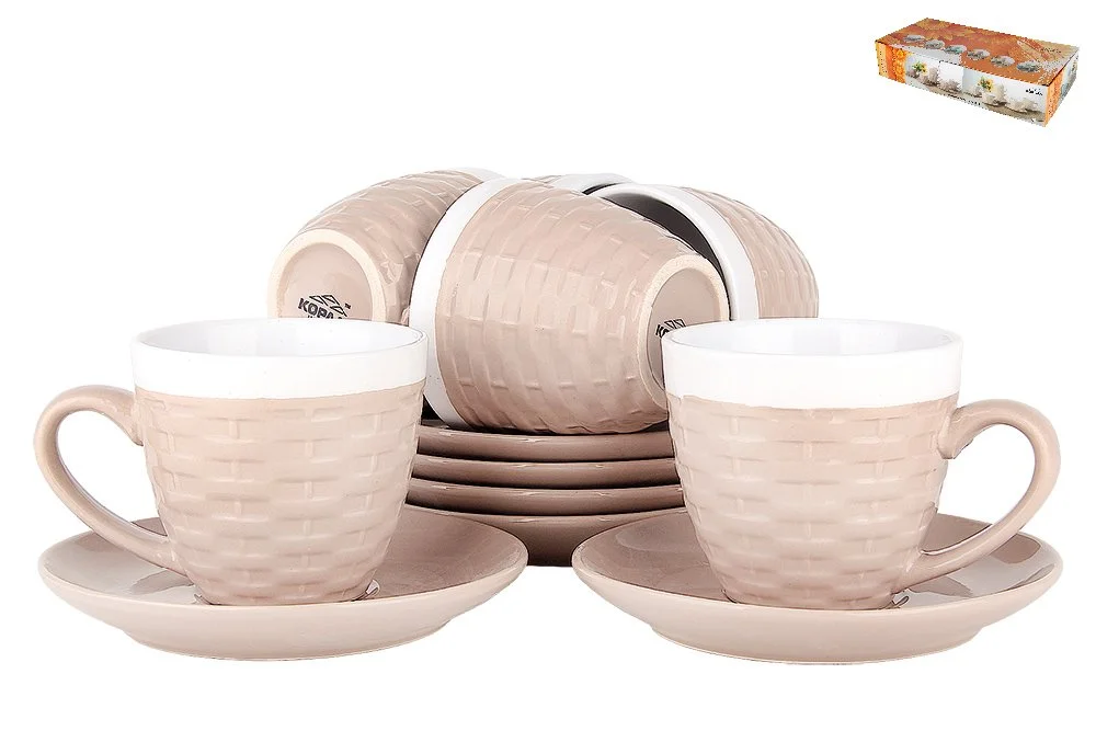 КОРАЛЛ Набор чайный 6/12 Кантри HEN1348 бежевый