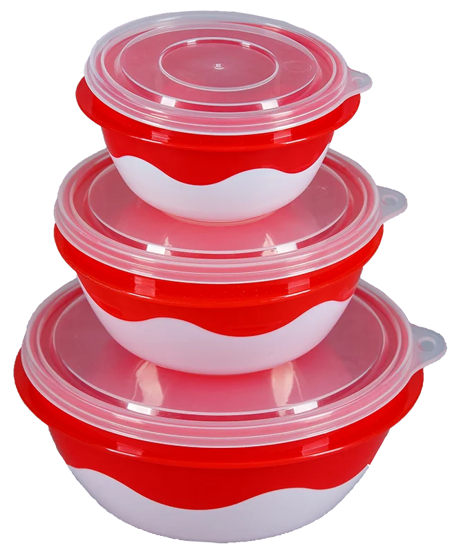 АР ПЛАСТ Набор мисочек Матрёшка 03064 красный