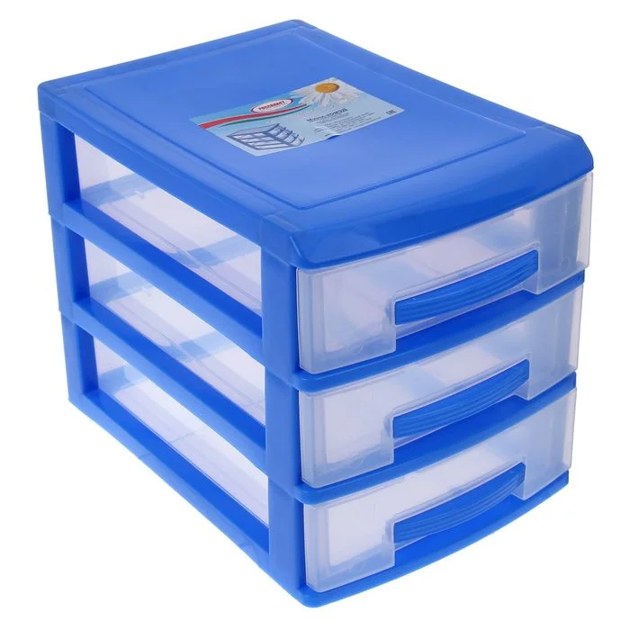РОССПЛАСТ Комод настольный 3 секции МИНИ РП 442 голубой