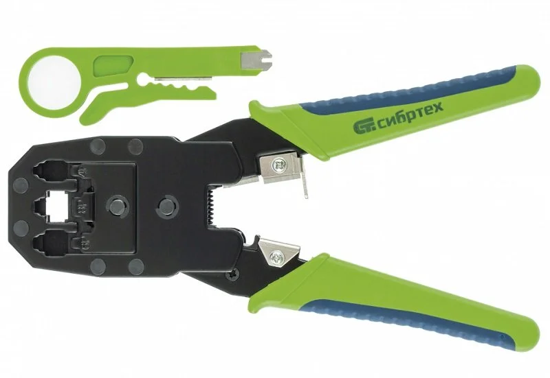 СИБРТЕХ Клещи для обжима телефонных и компьютерных клемм 4P, 6P, 8P 17733
