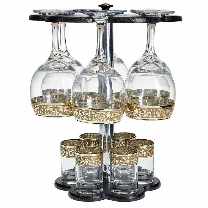 ДЕКОСТЕК Мини-бар 12 предметов на деревянной стойке Диадема 1501-ГНМ гравировка, напыление металлами