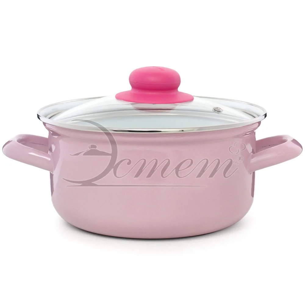 ЭСТЕТ Кастрюля 2,0 л ЭТ-72601цилиндрическая розово-сиреневая