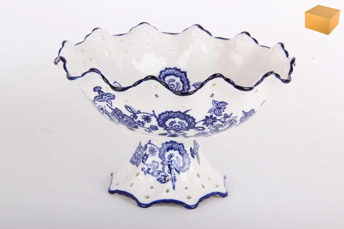 КОРАЛЛ Блюдо на ножке 23см Волна кобальт Y-9BP-EE8013