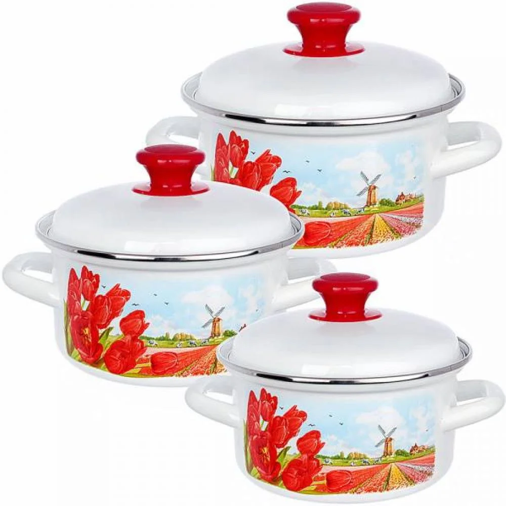КМК Набор кастрюль (6пр.) Страна тюльпанов-1 белый