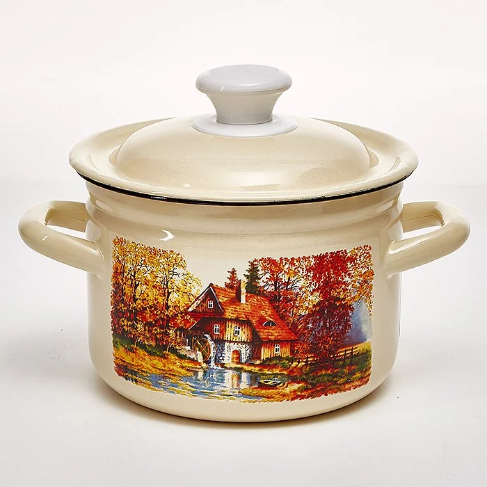 КМК Кастрюля цилиндрическая бортовая 2 л 41704-102/6-У4 Старая мельница слоновая кость