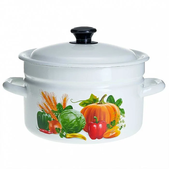 КМК Кастрюля цилиндрическая бортовая 5 л 41804-162/6-У4 Осенний урожай белая