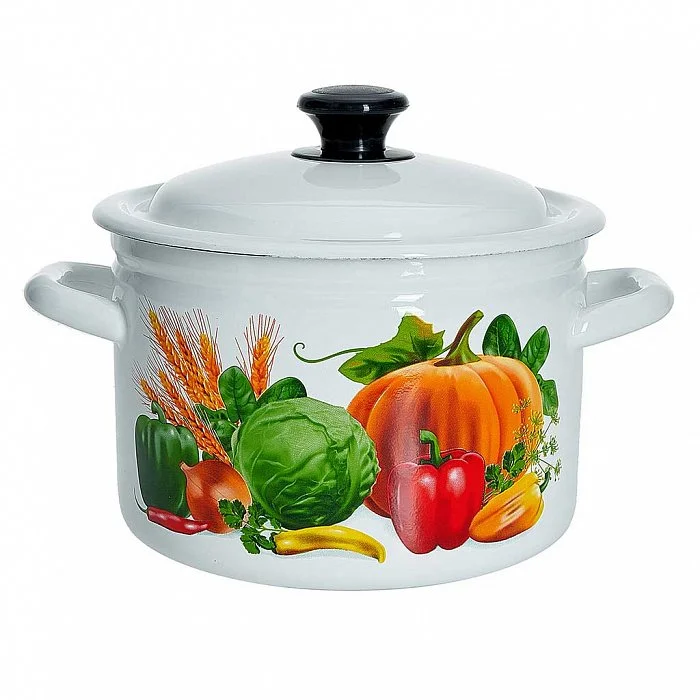 КМК Кастрюля цилиндрическая бортовая 4 л 41704-142/6-У4 Осенний урожай белая