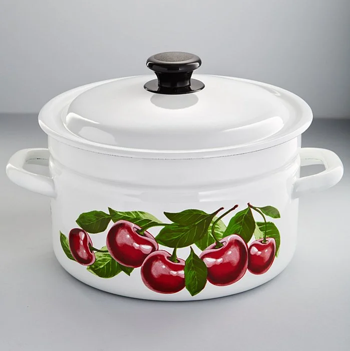 КМК Кастрюля цилиндрическая бортовая 5 л 41804-162/6-У4 Вишневый сад белая