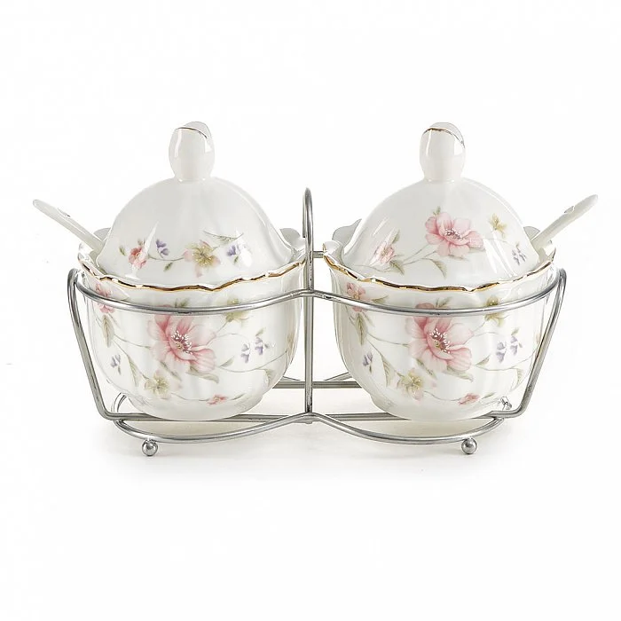 BEATRIX Набор из 2-х сахарниц с ложками на металлической подставке Сан-Марино МН001E/2