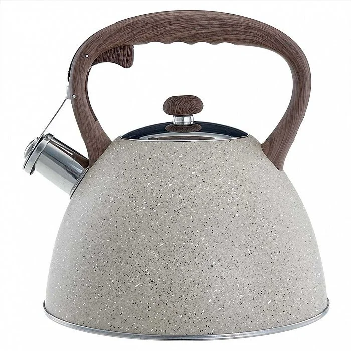 ALPENKOK Чайник со свистком 3 л AK-533 бежевый гранит, ручка темное дерево