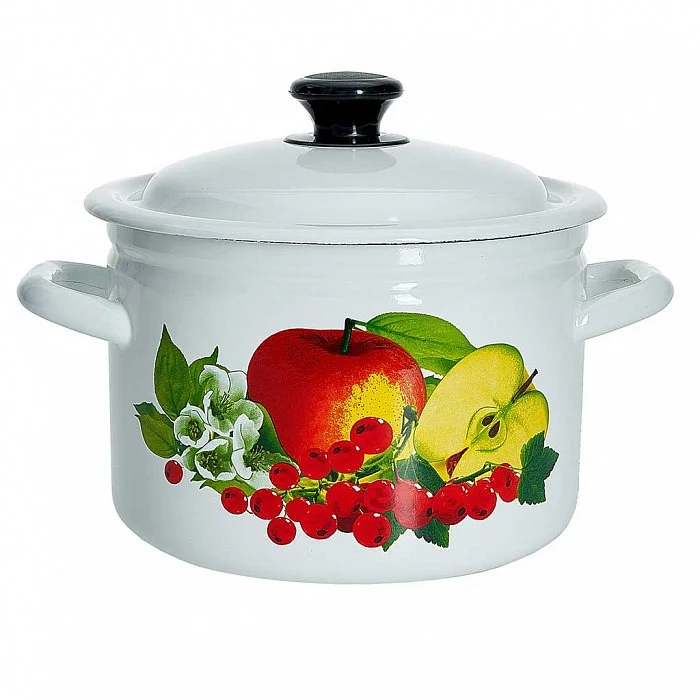 КМК Кастрюля цилиндрическая бортовая 4 л 41704-142/6-У4 Вкус лета белая