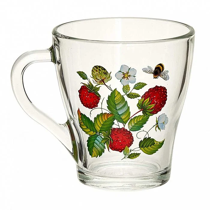 PASABAHCE Кружка чайная 250 мл ЗЕМЛЯНИКА лепковая деколь 1649/143