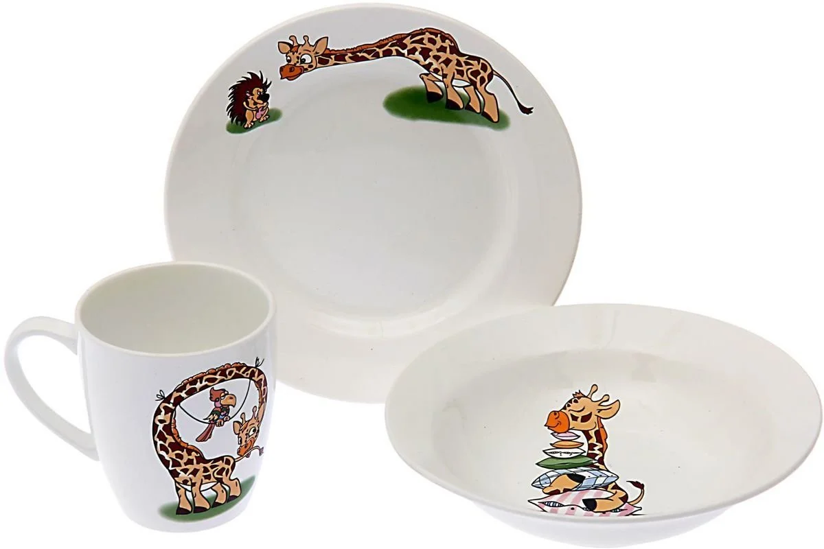 КУБАНЬФАРФОР Набор посуды д/завтрака 3 пр. Жираф 839