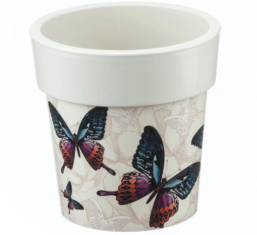 М-ПЛАСТИКА Кашпо ТУБУС ДЕКО 5,0 л. М 3170 бабочки