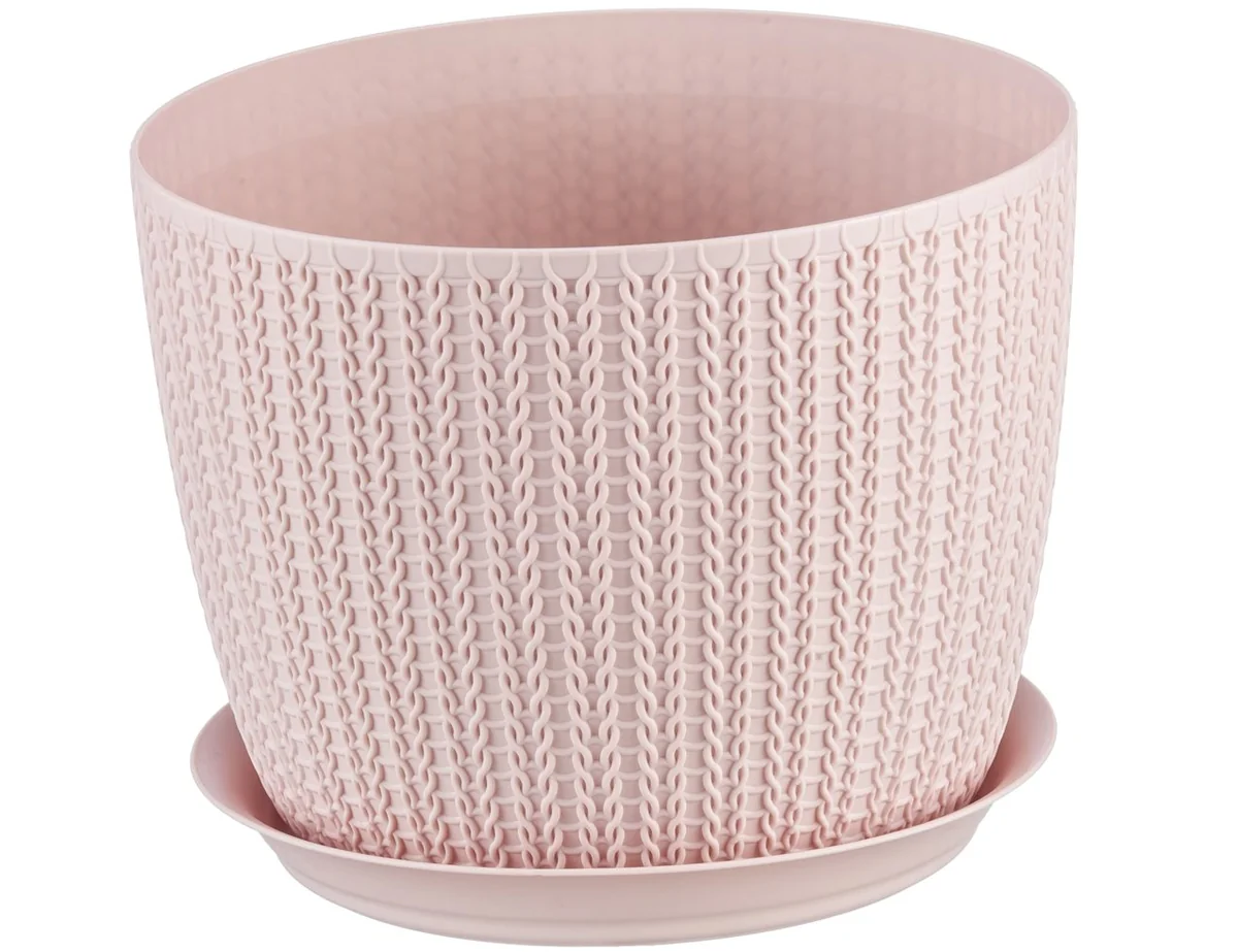 М-ПЛАСТИКА Кашпо Вязание 2,8 л. М 3121 чайная роза