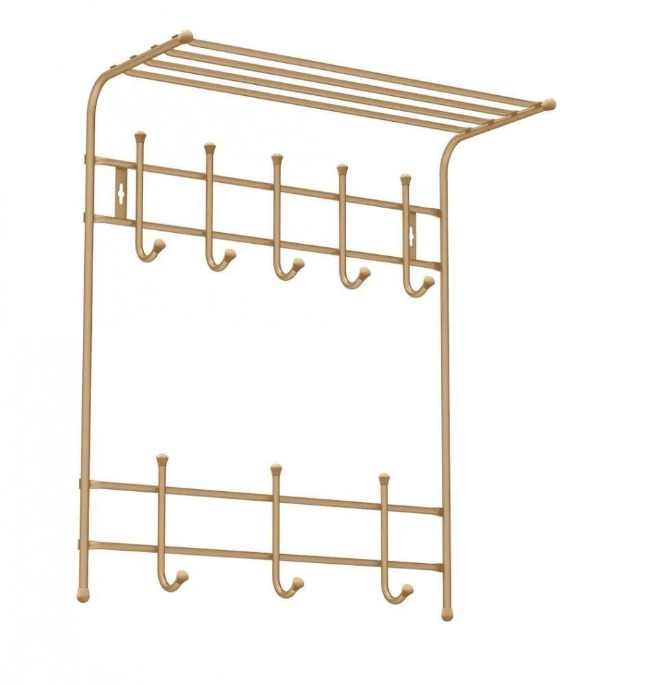 НИКА Вешалка с полкой настенная металлическая ВПТ8/З золотой