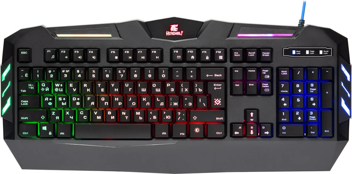 Defender Проводная игровая клавиатура Werewolf GK-120DL RU,RGB подсветка,19 Anti-Ghost
