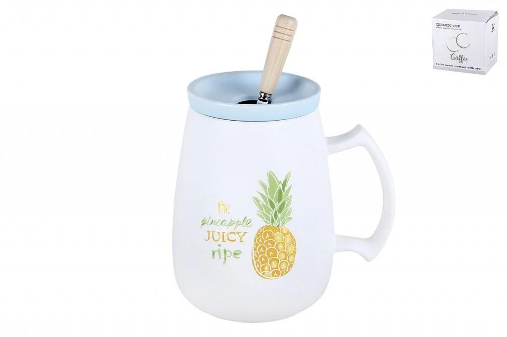 КОРАЛЛ Кружка для заваривания 450мл с крышкой-подставкой и ложкой Pineapple 5100