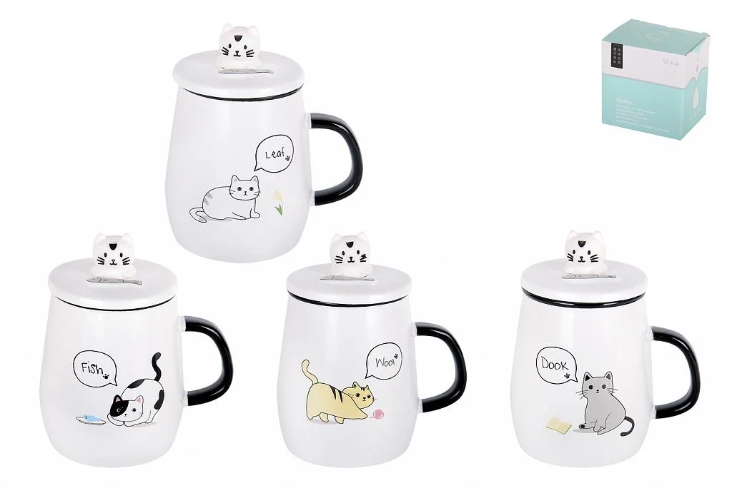 КОРАЛЛ Кружка заварочная 480мл с крышкой и ложкой Кис-Кис 5114 микс