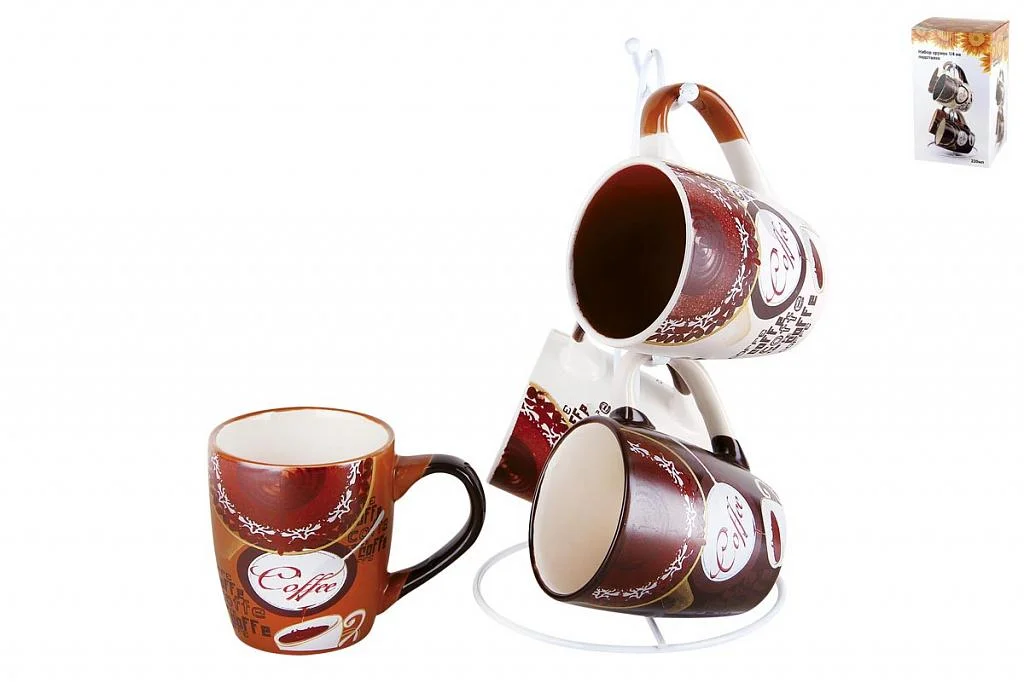 КОРАЛЛ Набор кружек 1/4 на металлической подставке 220мл Кофе тайм 2020187