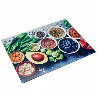 ALPENKOK Доска разделочная 30×40 см стеклянная Специи и авокадо AK-9045