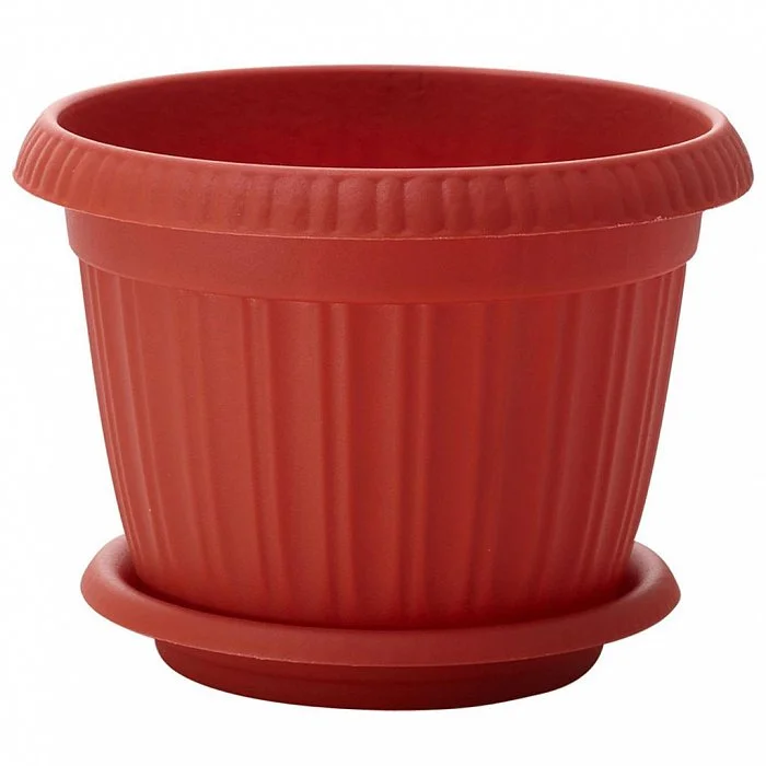 PLASTIC REPUBLIC Горшок для цветов Basil 160 мм, 1,3 л с поддоном 221601332/01 терракотовый