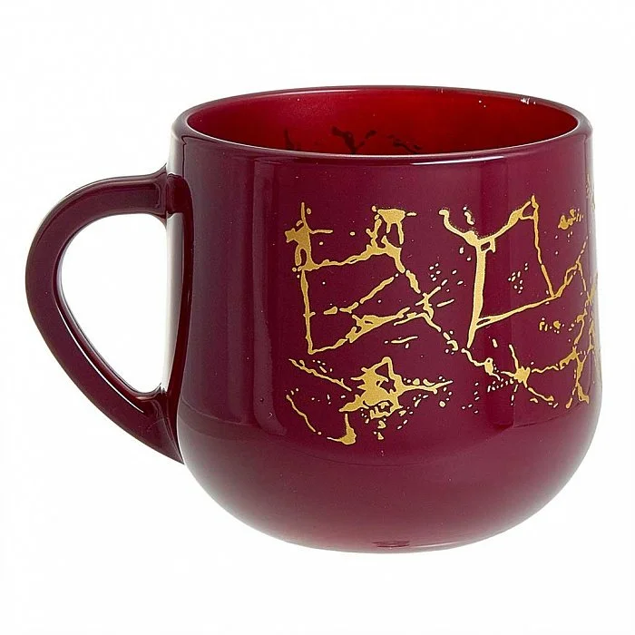 DELTA Кружка 320 мл 2022/DPP т/у Мрамор бордовый/золотой