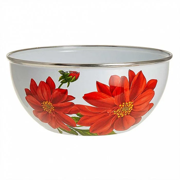 DELTA Салатник-миска 22 см, 2 л Лера белый (ободок - нержавеющая сталь) BW04/20/03/09