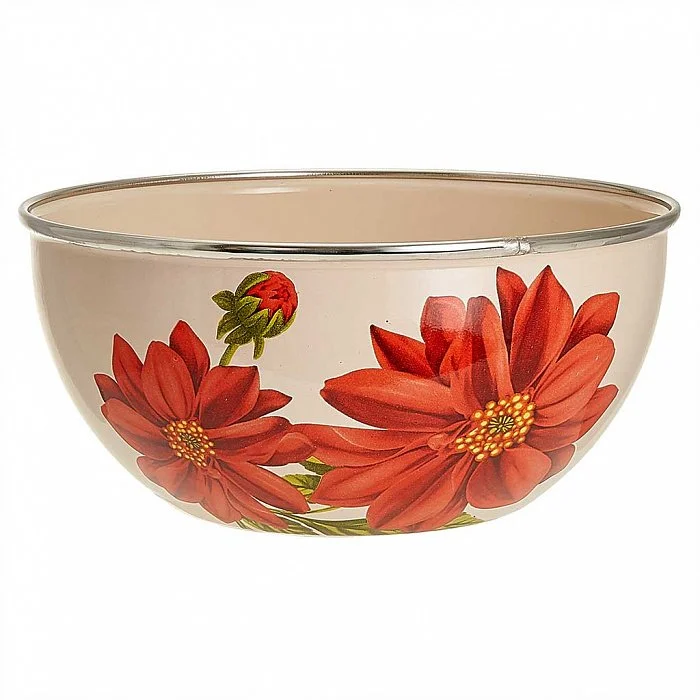 DELTA Салатник-миска 22 см, 2 л Лера слоновая кость (ободок - нержавеющая сталь) BW04/20/04/09