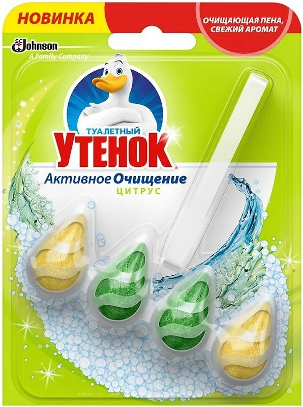 ТУАЛЕТНЫЙ УТЕНОК Блок подвесной 38,6г Цитрус с отбеливающим эффектом