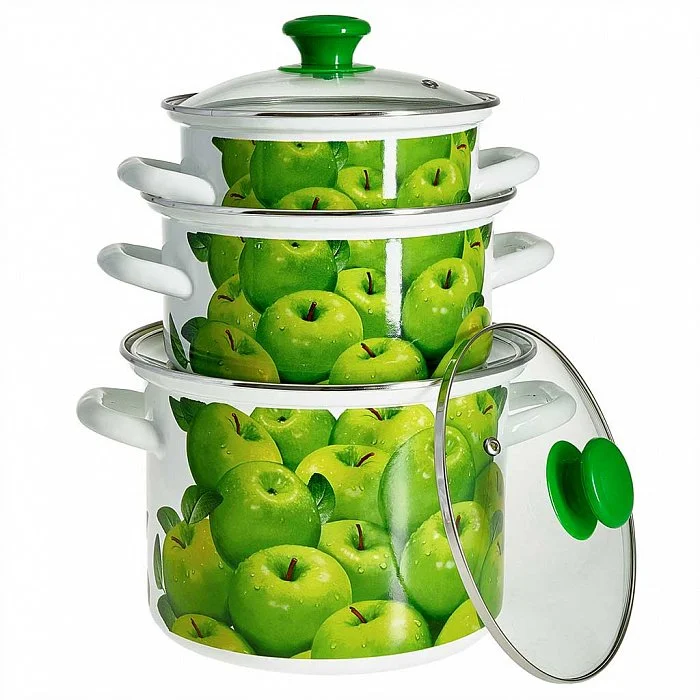 КМК Набор кастрюль (6пр.) Поздние яблоки -5-1-Экстра (бел.)