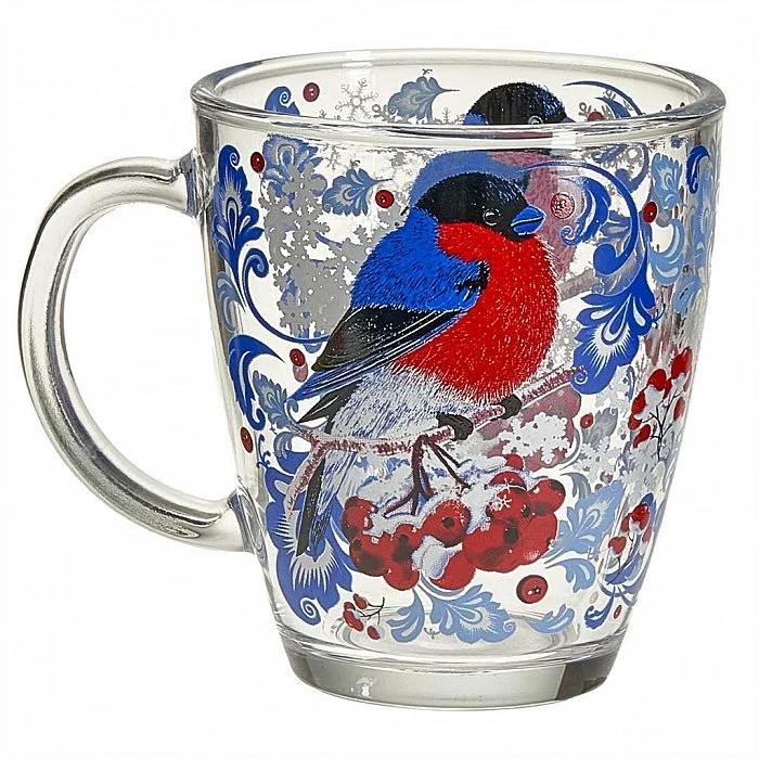 ДЕКОСТЕК Кружка для чая 350 мл (Снегири на рябине) 2025-Д