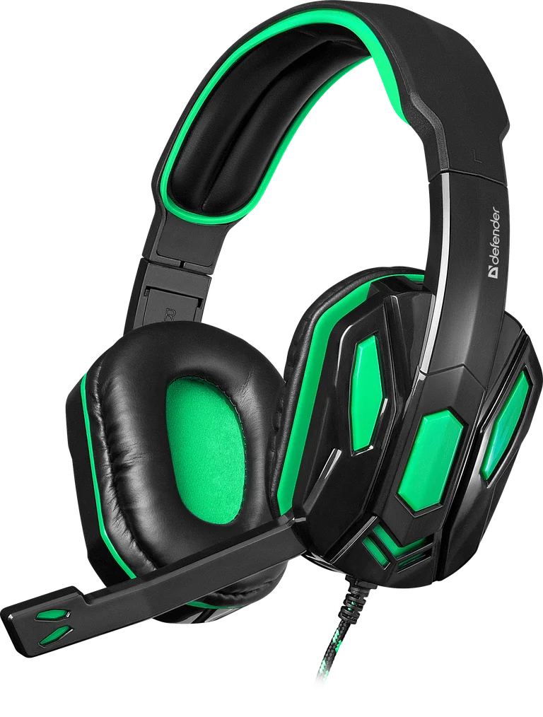 Defender Игровая гарнитура Warhead G-275 зеленый + черный, кабель 1,8 м