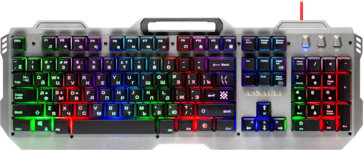 Defender Проводная игровая клавиатура Assault GK-350L RU,радужная,метал
