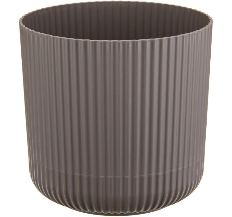 М-ПЛАСТИКА Кашпо 1,6л ВЕЛЬВЕТ ФРАНЦУЗСКИЙ СЕРЫЙ д=140мм с пристегнутым поддоном М 3180