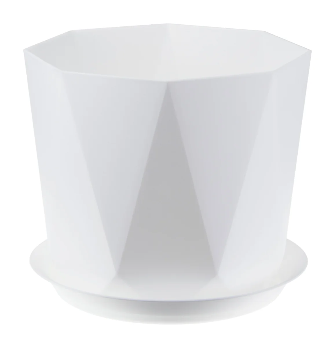 М-ПЛАСТИКА Кашпо 2,6л ПРИЗМА БЕЛЫЙ д=175мм с поддоном М 3138