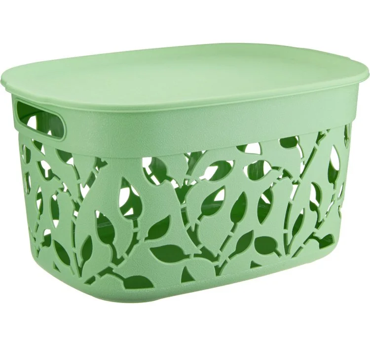 М-ПЛАСТИКА Коробка ФЛОРА 12л с крышкой М 2363 МЯТА